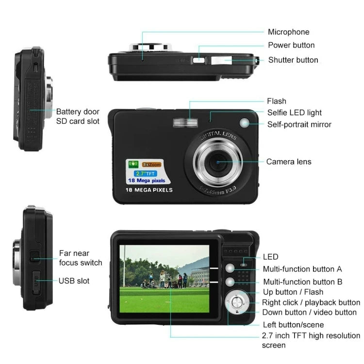 Favourite 48 Million Pixel CCD HD Digital Camera Retro Self-Portrait Video Camera