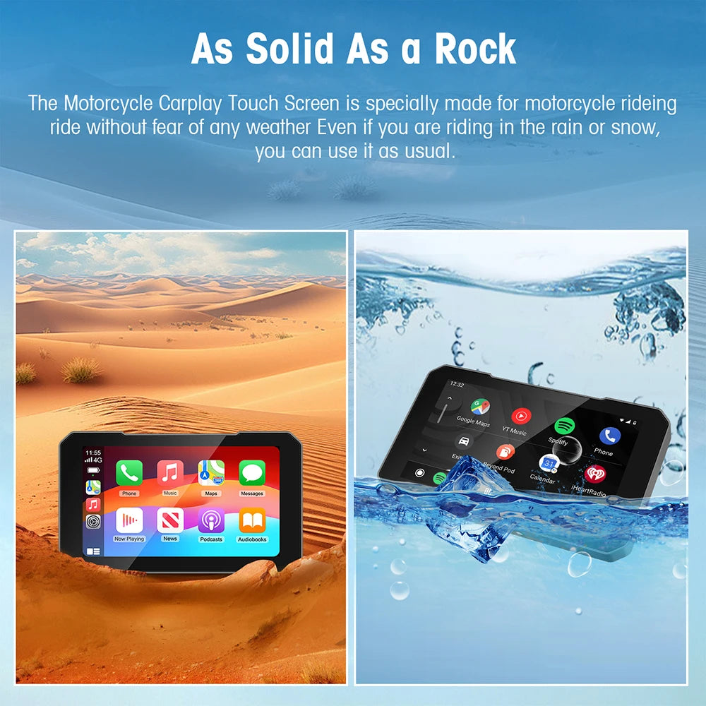 5-Inch Touch Screen Motorcycle CarPlay Screen Support Wireless CarPlay and Android Auto  Waterproof