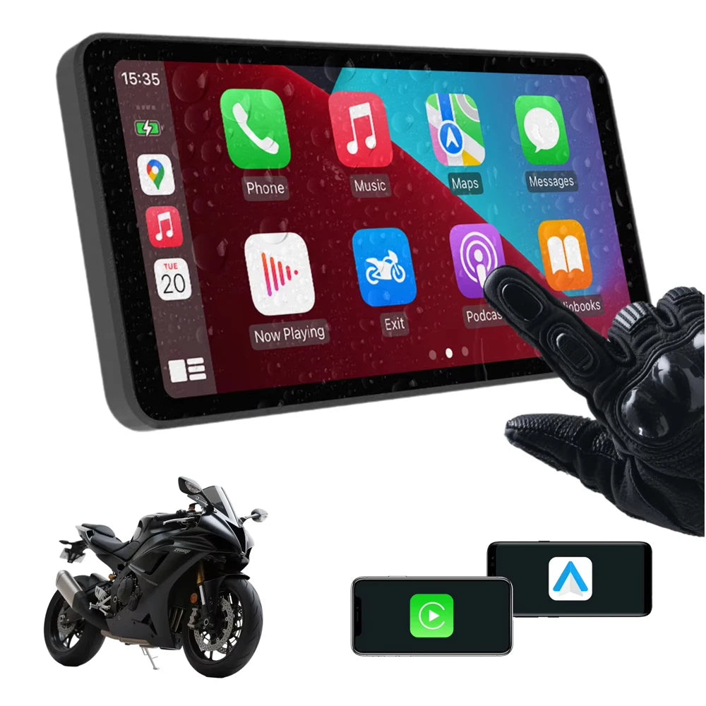 5-Inch Touch Screen Motorcycle CarPlay Screen Support Wireless CarPlay and Android Auto  Waterproof