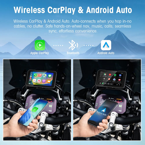 5-Inch Touch Screen Motorcycle CarPlay Screen Support Wireless CarPlay and Android Auto  Waterproof