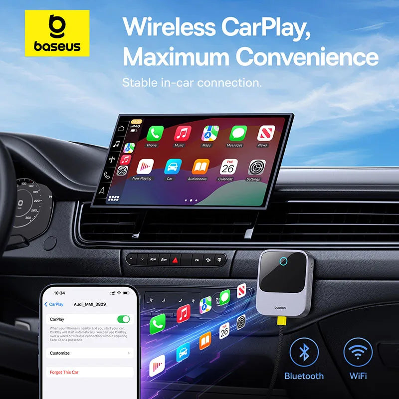 Baseus Carplay Wireless Adapter Smart CarPlay Box Dongles Wired to Wireless Carplay Bluetooth 5.0 WiFi Carplay Adapter Auto Car